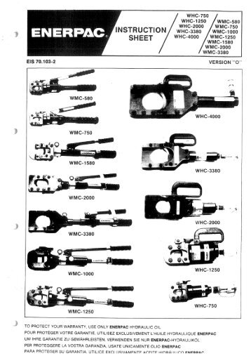 WHC-1250 WMC-580 WHC-2000 WMC-750 WHC-3380 ... - Enerpac