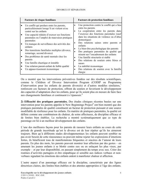 Divorce et séparation - Encyclopédie sur le développement des ...