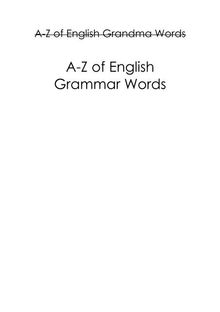 A Z Of English Grammar Words English Banana Com