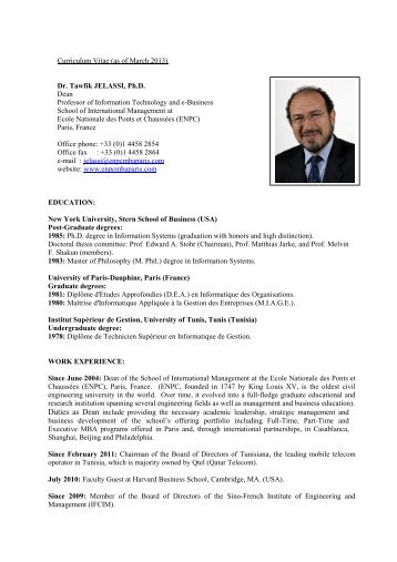 CV of Dr. Tawfik Jelassi March 2013.pdf - ENPC School of ...