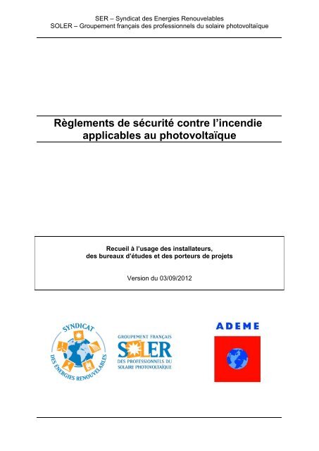 Règlements de sécurité contre l'incendie applicables au ...