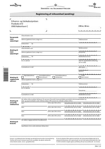Registrering af virksomhed (ændring)