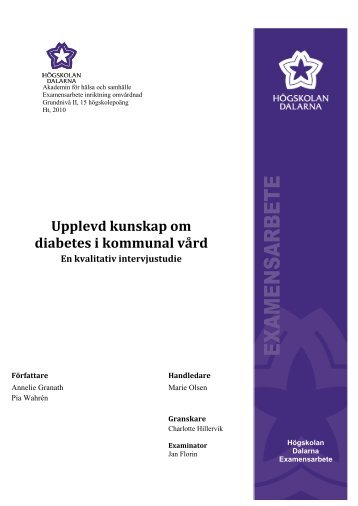 Upplevd kunskap om diabetes i kommunal vård - Högskolan Dalarna