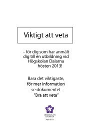 Viktigt att veta - Högskolan Dalarna