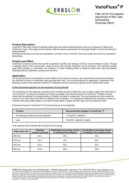 Technical product leaflet - Erbsloeh