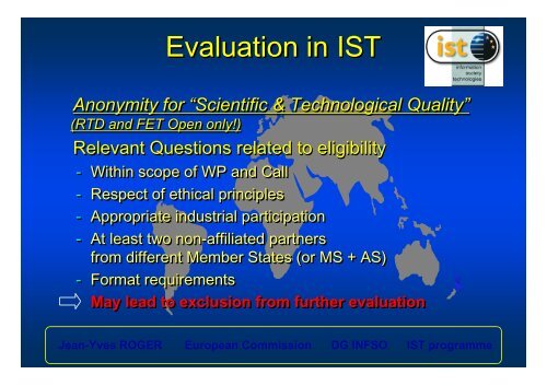 Jean-Yves ROGER European Commission DG INFSO IST ... - Ercim