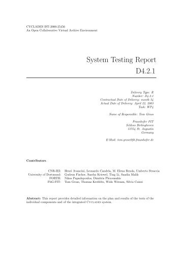 System Testing Report D4.2.1 - Ercim