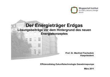 Vortrag Prof. Dr. Manfred Fischedick, Der Energieträger ERDGAS