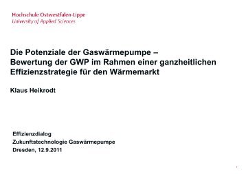 Vortrag Klaus Heikrodt, Die Potenziale der Gaswärmepumpe - Erdgas