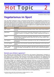 Hot Topic 2 - ETH - SFSN - Swiss Forum for Sport Nutrition