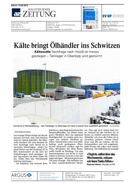 Kälte bringt Olhändler ins Schwitzen