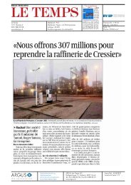 «Nous offrons 307 millions pour reprendre la raffinerie de Cressier»