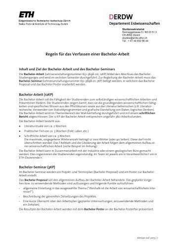Regeln für das Verfassen einer Bachelor-Arbeit - D-ERDW - ETH ...