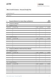 MSc in Earth Sciences - Personal Study Plan - D-ERDW