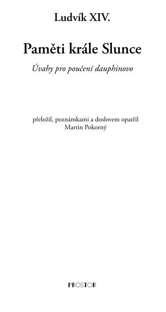 Ludvík XIV. - Paměti krále SLunce - Úvahy pro poučení ... - eReading