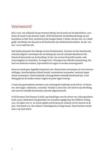 Brochure: Invoer en uitvoer van cultuurgoederen - Erfgoedinspectie