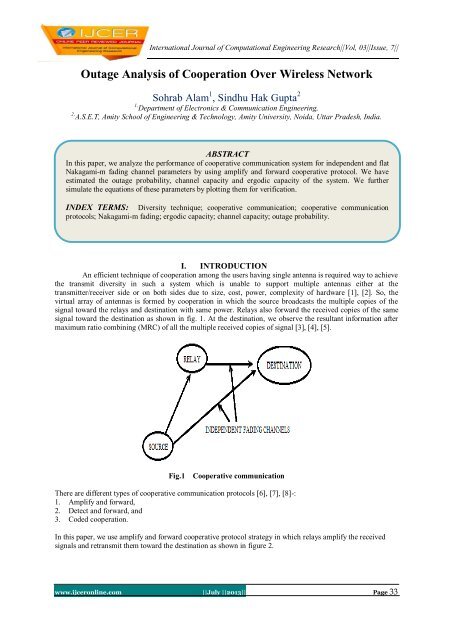 Outage Analysis of Cooperation Over Wireless Network