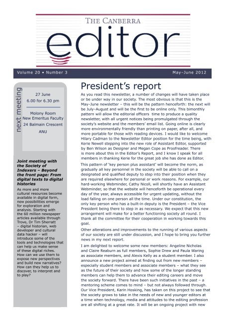 The Canberra editor May-June 2012
