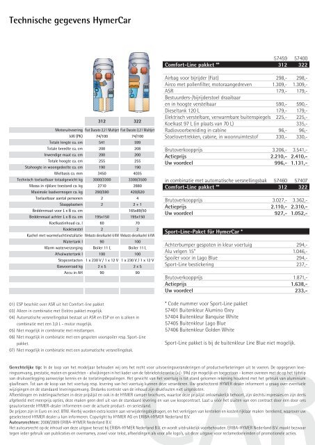 ymer camper prijslijst Car - ERIBA-HYMER Nederland