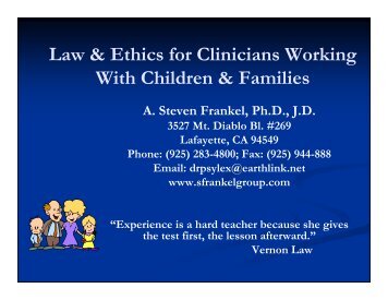 Law & Ethics for Clinicians Working With Children & Families