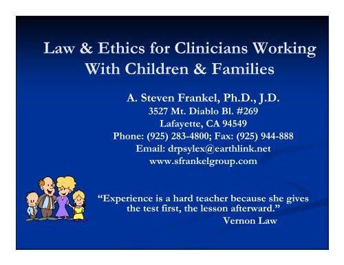 Law & Ethics for Clinicians Working With Children & Families