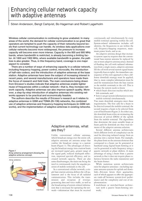 Enhancing cellular network capacity with adaptive antennas - Ericsson