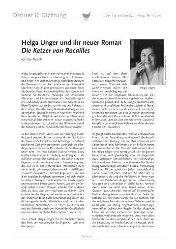 Helga Unger und ihr neuer Roman Die Ketzer von Rocailles