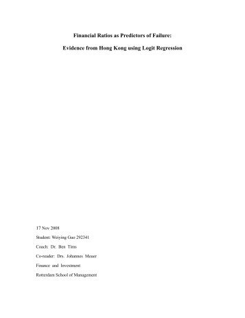 Financial Ratios as Predictors of Failure: Evidence from ... - ERIM