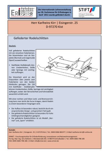 Gefederter Rodelschlitten Herr Karlheinz Kirr | Eisingerstr ... - ERiNET