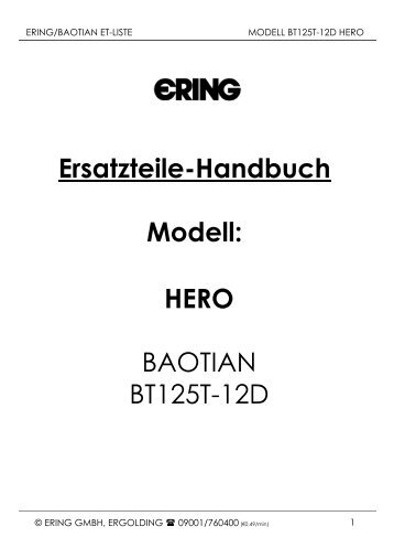 Ersatzteile-Handbuch Modell: HERO BAOTIAN BT125T-12D