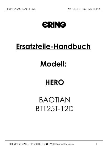 Ersatzteile-Handbuch Modell: HERO BAOTIAN BT125T-12D