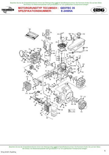 motorgrundtyp tecumseh : geotec 35 spezifikationsnummer