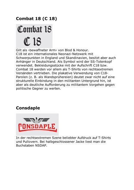 Consdaple Combat 18 (C 18) Consdaple - Erinnern