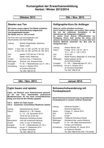 Kursprogramm 2013 / 2014 - Eriswil