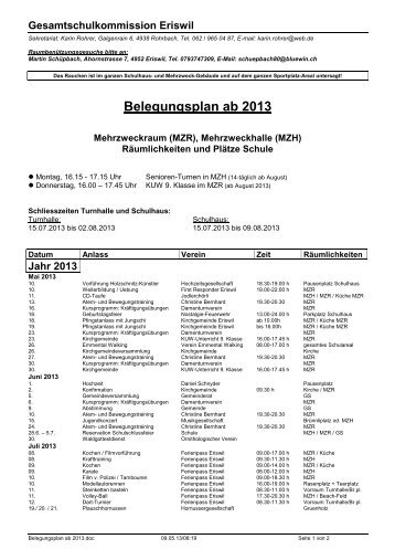 Belegungsplan ab 2013 - Eriswil