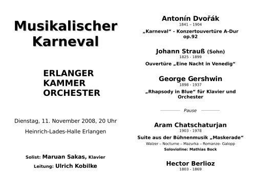 Programmheft - Erlanger Kammerorchester