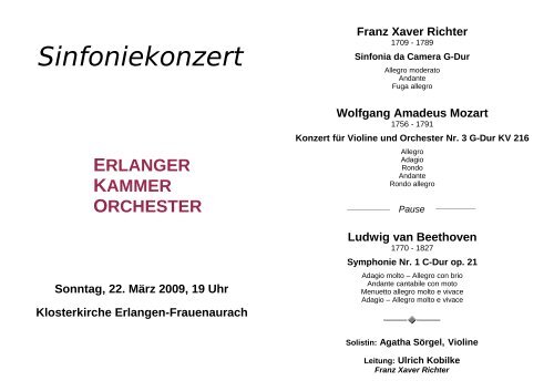 Programmheft - Erlanger Kammerorchester