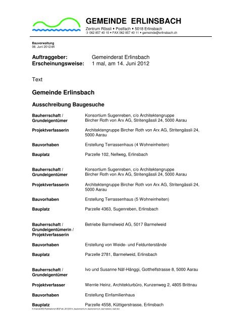 GEMEINDE ERLINSBACH - Erlinsbach AG