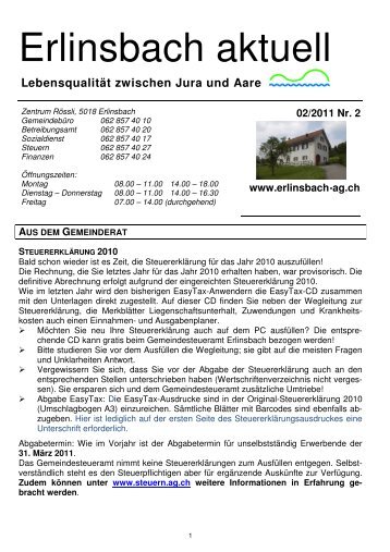 Erlinsbach aktuell 02/2011 [PDF, 159 KB] - Erlinsbach AG