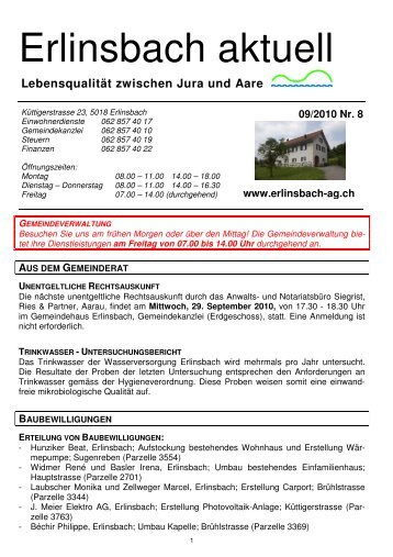 Erlinsbach aktuell 09/2010 [PDF, 335 KB] - Erlinsbach AG