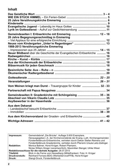 aktuellen Ausgabe - bei der Gnadenkirche