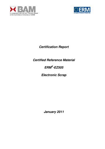 Certification Report Certified Reference Material ERM - European ...