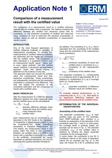 Application Note 1 - IRMM - Europa