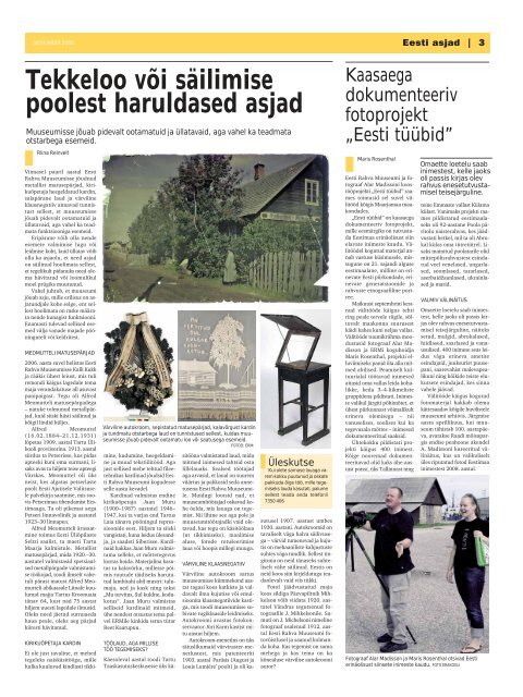 värat Eesti Rahva Muuseumi ajaleht toob teile kaks korda aastas ...