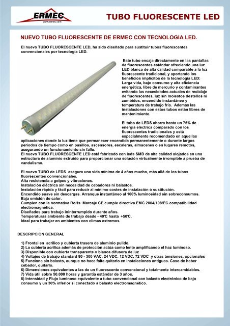 tubo fluorescente led - Ermec