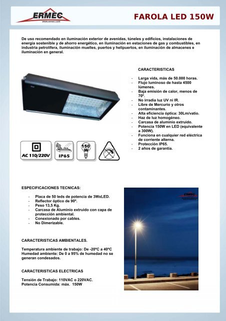 FAROLA LED 150W - Ermec