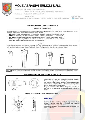 Dressing tools - Mole Abrasivi Ermoli