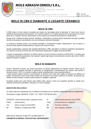 mole in cbn e diamante a legante ceramico - Mole Abrasivi Ermoli