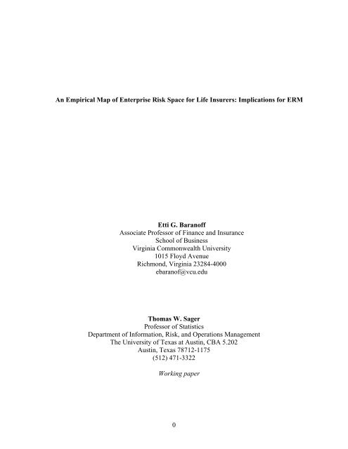 An Empirical Map of Enterprise Risk Space for ... - ERM Symposium