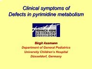 Clinical symptoms of Defects in pyrimidine metabolism - ERNDIM